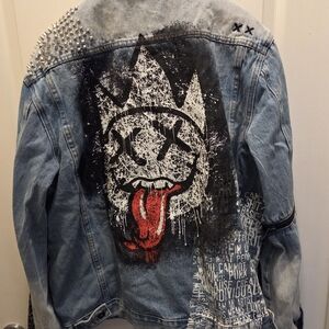 Cult of Individuality Light Blue Denim Studded Jacket